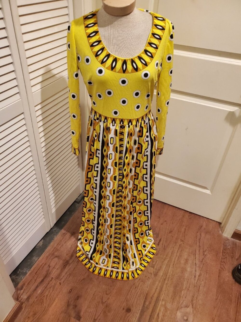 Vintage Mr. Dino op art maxi dress
